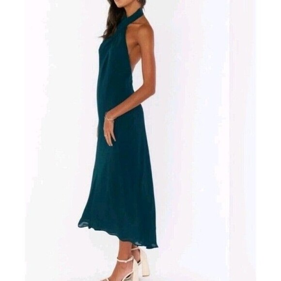 Show Me Your Mumu Jasmine Dress Size XXL Christmas Party Deep Green Chiffon Midi - Picture 2 of 10